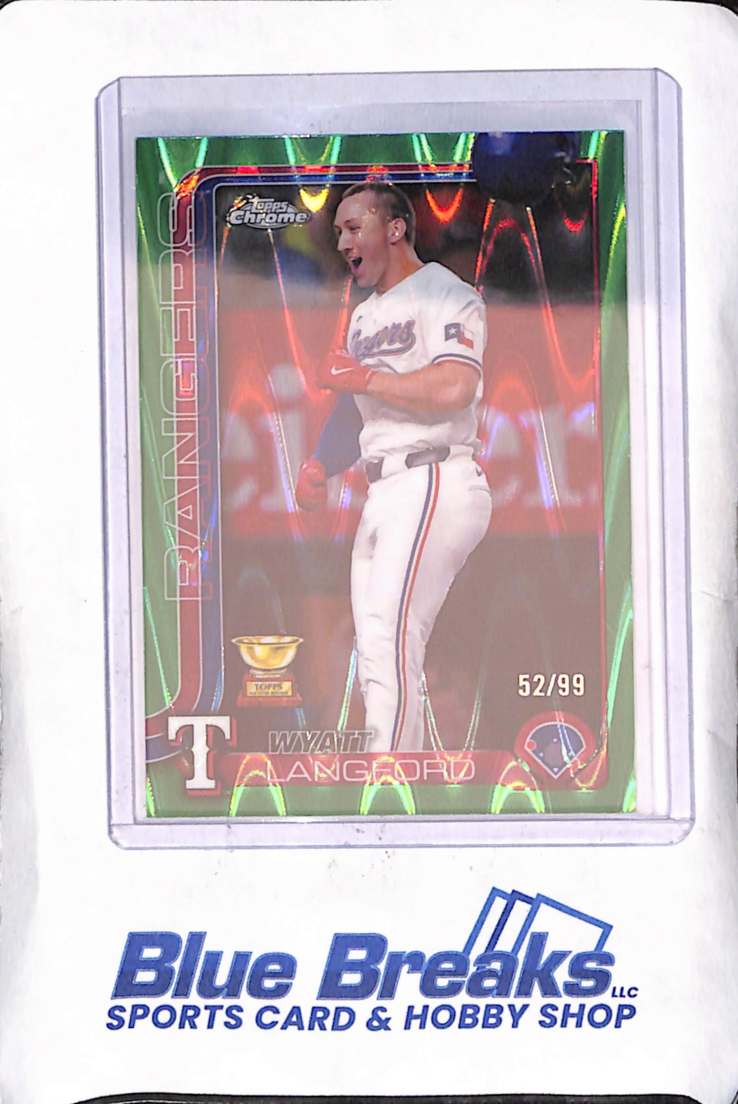 2025 Topps Chrome - Wyatt Langford - Green - 52/99 - Texas Rangers - Baseball - #68