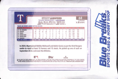 2025 Topps Chrome - Wyatt Langford - Green - 52/99 - Texas Rangers - Baseball - #68
