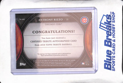 2020 Topps Tribute - Anthony Rizzo - Autograph - 72/110 - Chicago Cubs - Baseball - #TA-AR