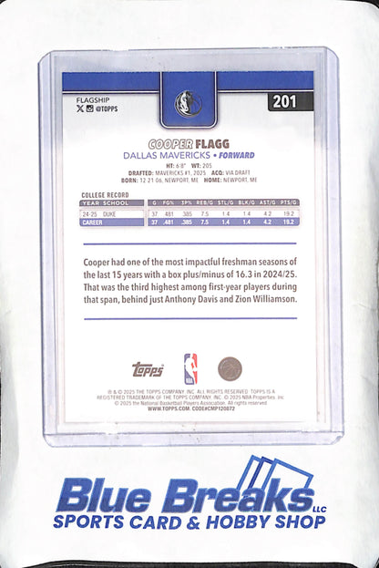 2025 Topps - Cooper Flagg - RC - Dallas Mavericks - Basketball - #201