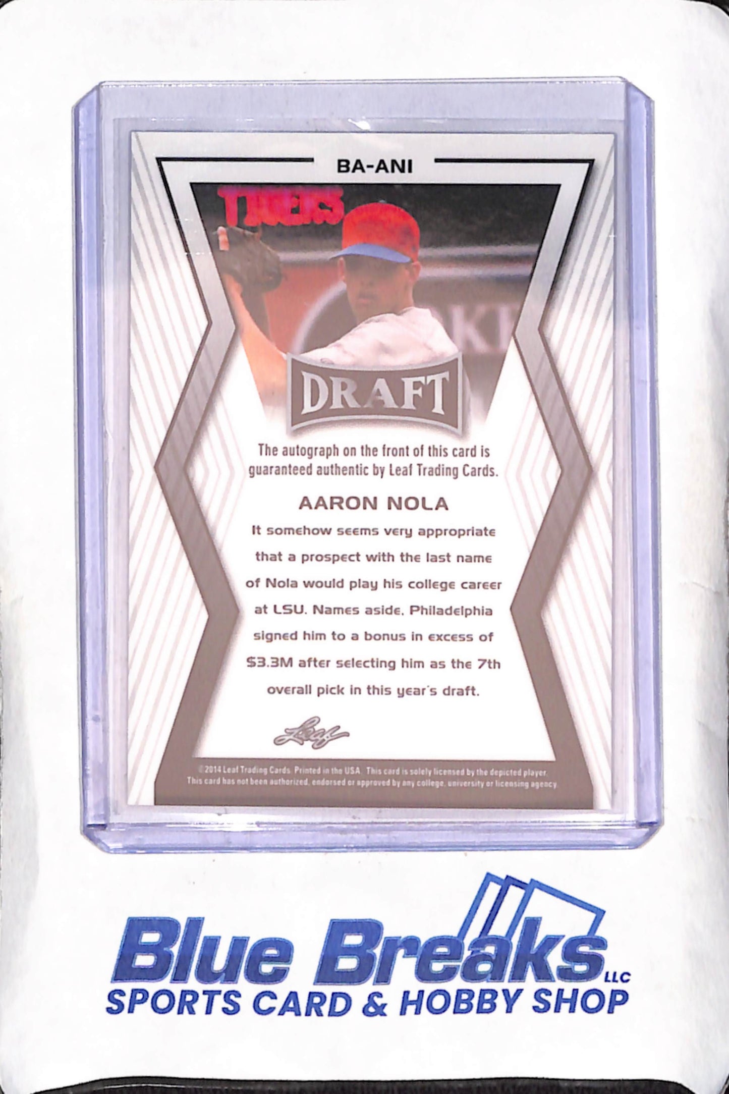 2014 Leaf Draft - Aaron Nola - Autograph - Philadelphia Phillies - Baseball - #BA-ANI