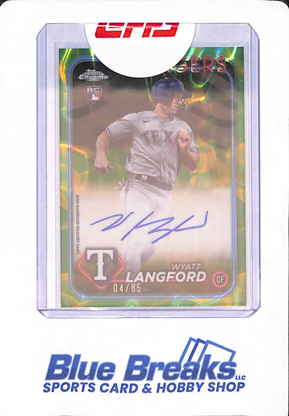 Wyatt Langford - 2024 Topps Chrome - Baseball - Texas Rangers - Green - 04/85 - # RA-WL