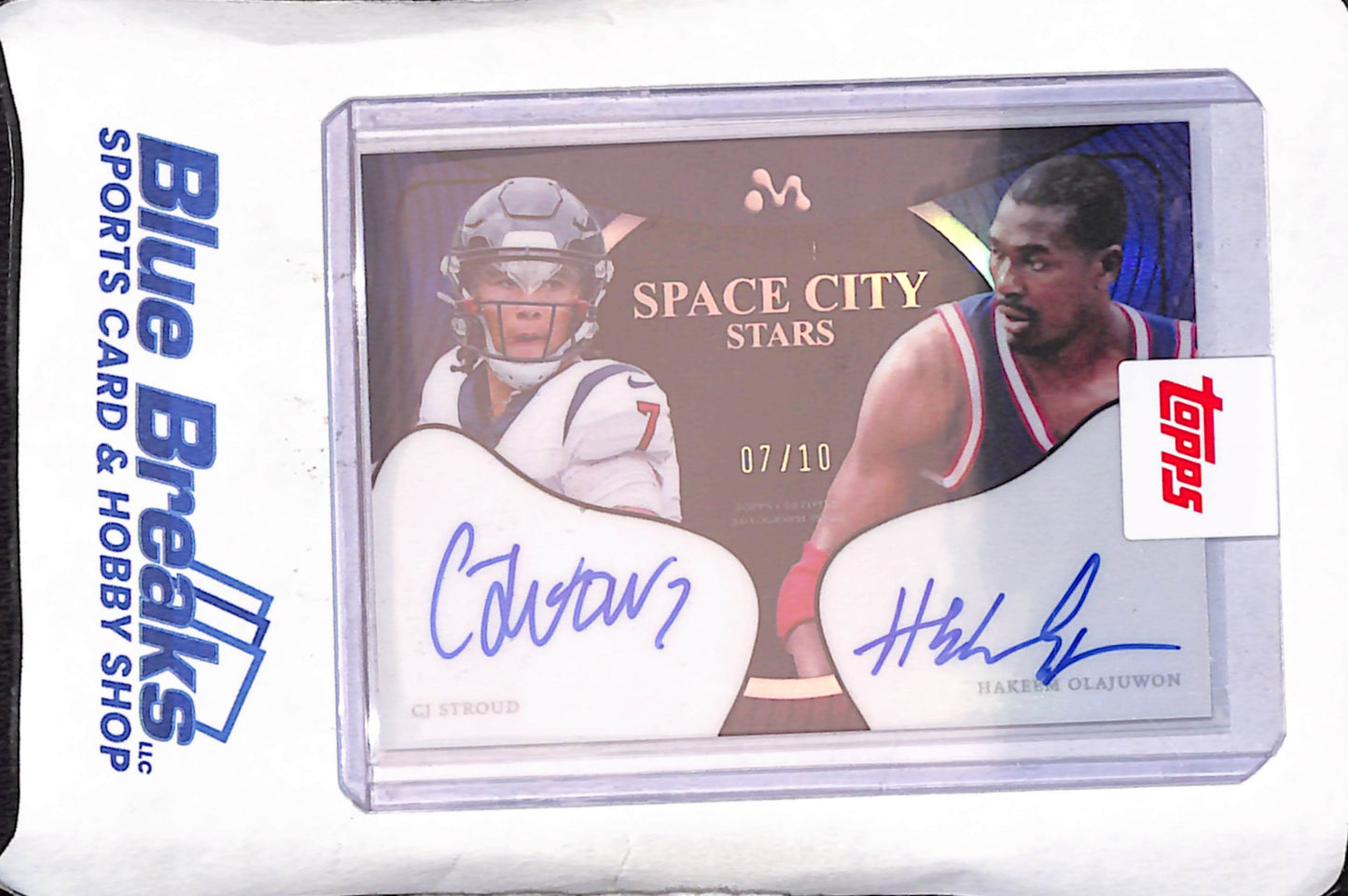 2024 Topps Finest - CJ Stroud - Hakeem Olajuwon - Mercury Stroud Dual Autograph - 7/10 - Space City Stars - Houston Texans - Houston Rockets - Football - #DA-SO