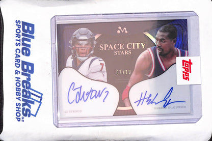 2024 Topps Finest - CJ Stroud - Hakeem Olajuwon - Mercury Stroud Dual Autograph - 7/10 - Space City Stars - Houston Texans - Houston Rockets - Football - #DA-SO