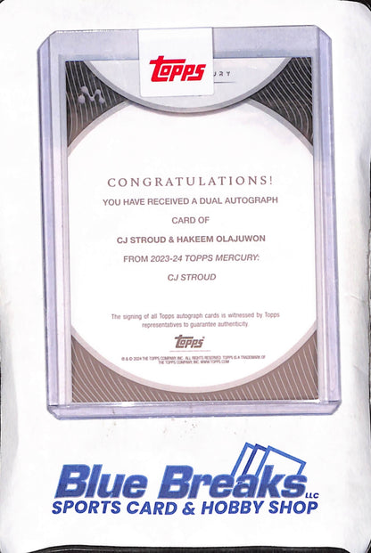 2024 Topps Finest - CJ Stroud - Hakeem Olajuwon - Mercury Stroud Dual Autograph - 7/10 - Space City Stars - Houston Texans - Houston Rockets - Football - #DA-SO