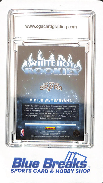 2023-24 Donruss Optic - Victor Wembanyama - White Hot Rookies - # 2 - Basketball - CGA 10 - on card Autographed