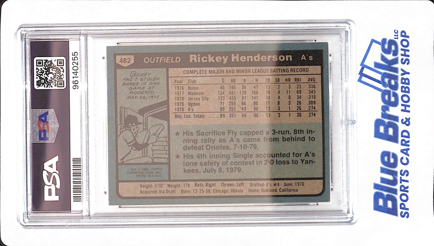 1980 Topps - Rickey Henderson - Rookie - Baseball - Oakland Athletics - #482 - PSA 7