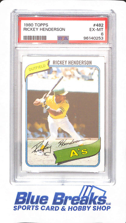 1980 Topps - Rickey Henderson - Rookie - Baseball -  #482 - Oakland Athletics - PSA 6