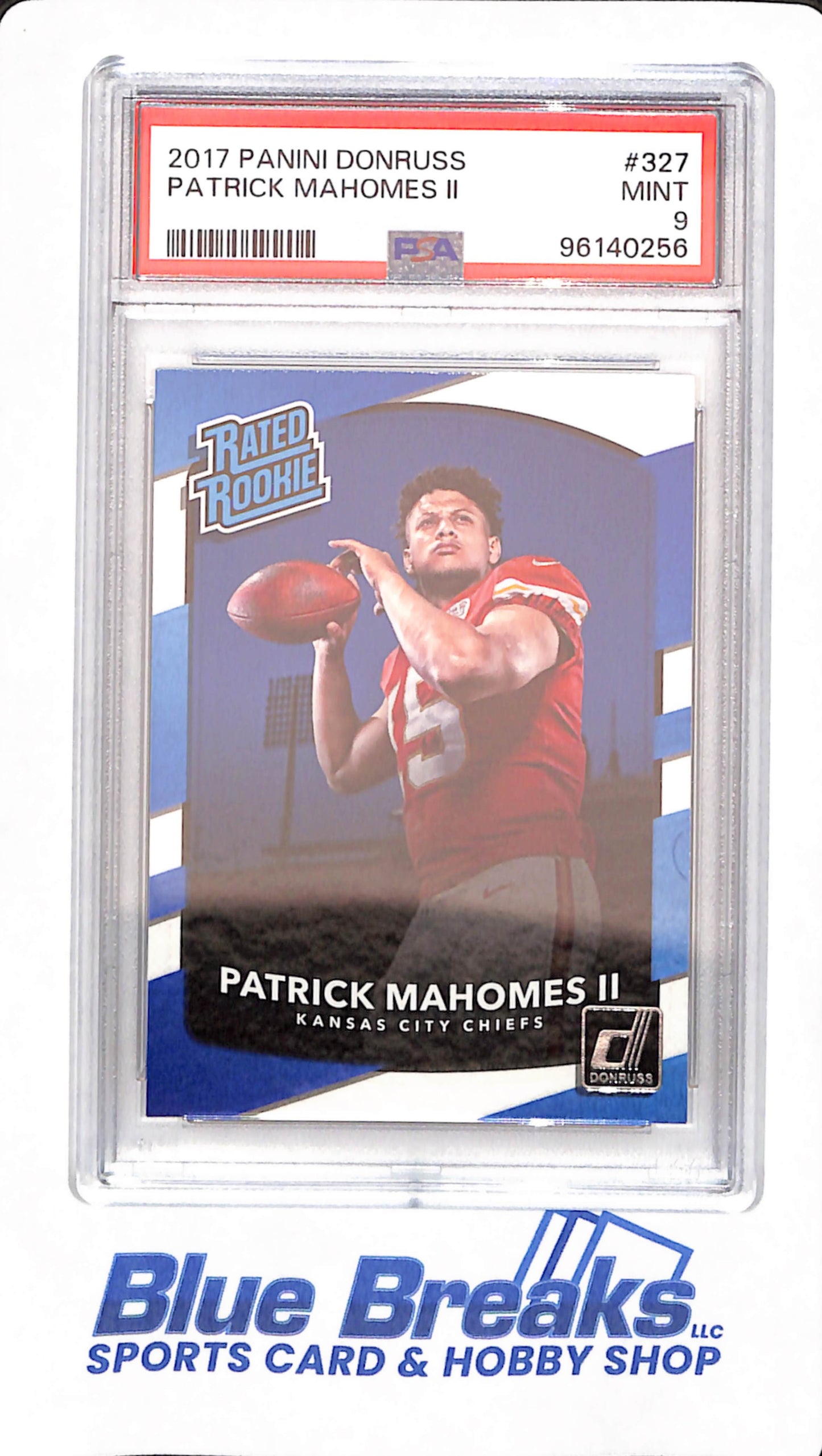 2017 Panini Donruss - Patrick Mahomes II - Football - Kansas City Chiefs - # 327 - Rated Rookie - PSA 9