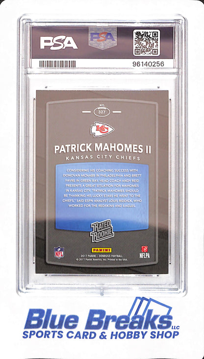 2017 Panini Donruss - Patrick Mahomes II - Football - Kansas City Chiefs - # 327 - Rated Rookie - PSA 9