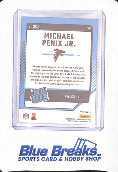 2024 Donruss Optic - Michael Penix Jr - Rated Rookie - Red - Football - Atlanta Falcons - # 308