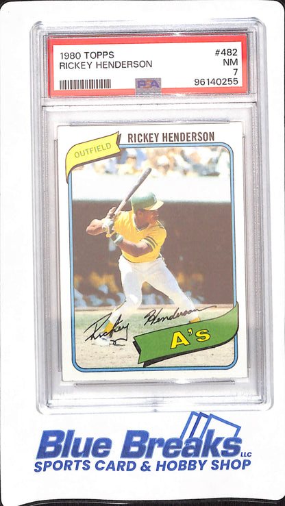 1980 Topps - Rickey Henderson - Rookie - Baseball - Oakland Athletics - #482 - PSA 7