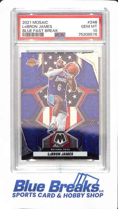 2021 Mosaic - LeBron James - Basketball - Los Angeles Lakers - Blue Fast Break - 54/85 - # 246 - PSA 10