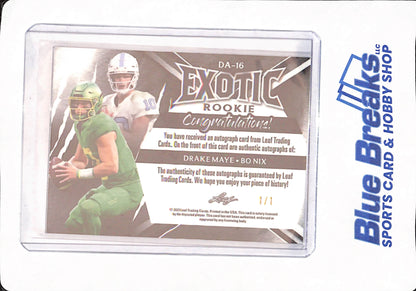 2023 Leaf Exotic - Rookie - Drake Maye - Bo Nix - Football - 1/1 - New England Patriots - Denver Broncos