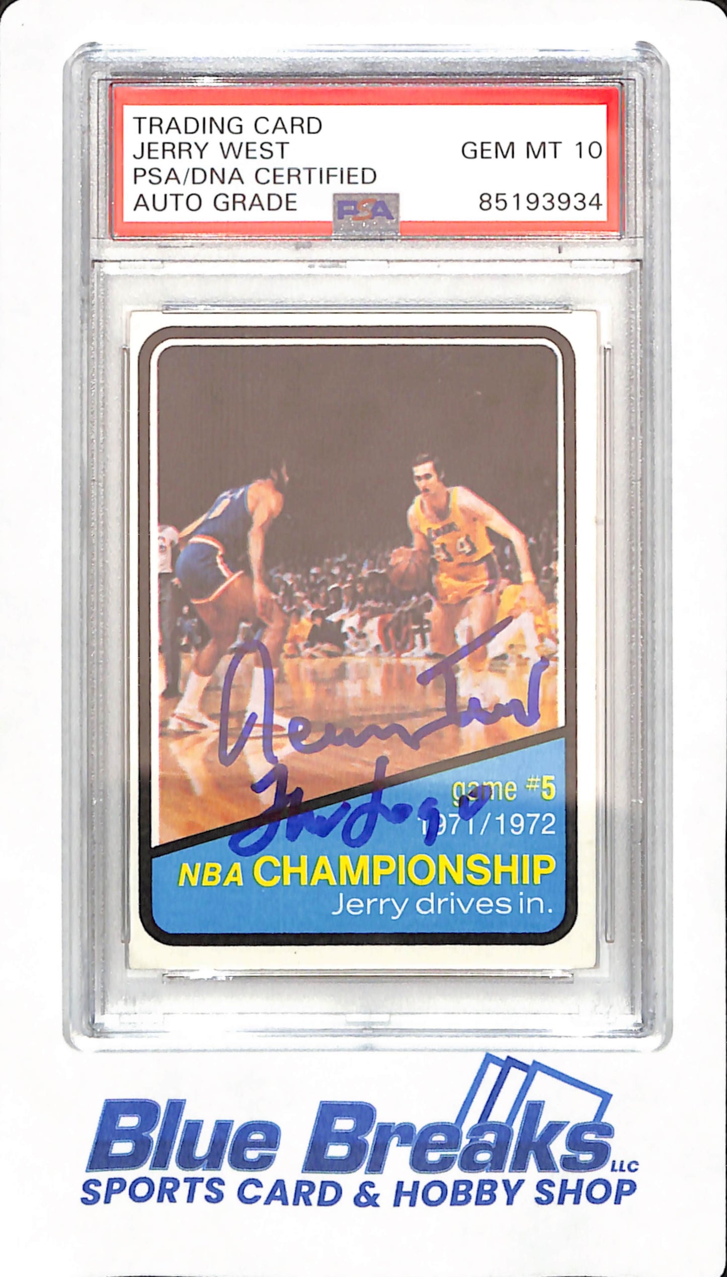 Jerry West - In Person Autograph - On 158 NBA Championship card - PSA Authenticated - Gem Mt 10 - Basketball - Los Angeles Lakers