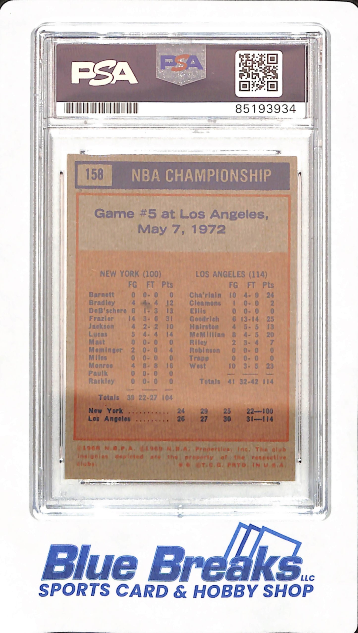 Jerry West - In Person Autograph - On 158 NBA Championship card - PSA Authenticated - Gem Mt 10 - Basketball - Los Angeles Lakers