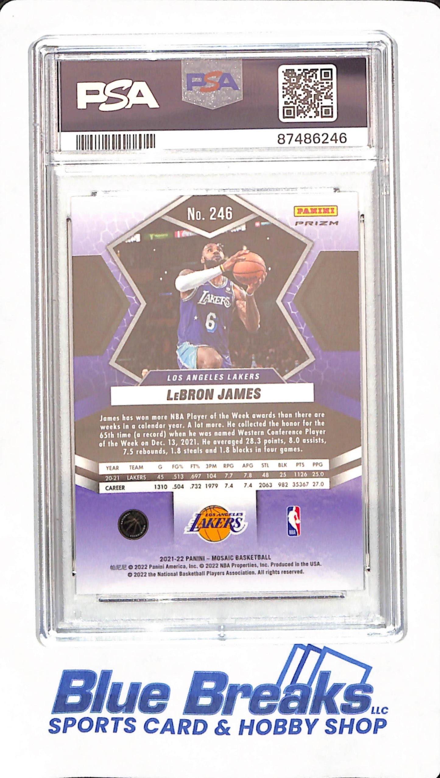 2021 Panini Mosaic - LeBron James - Basketball - Los Angeles Lakers - # 246 - Green Mosaic - PSA 10