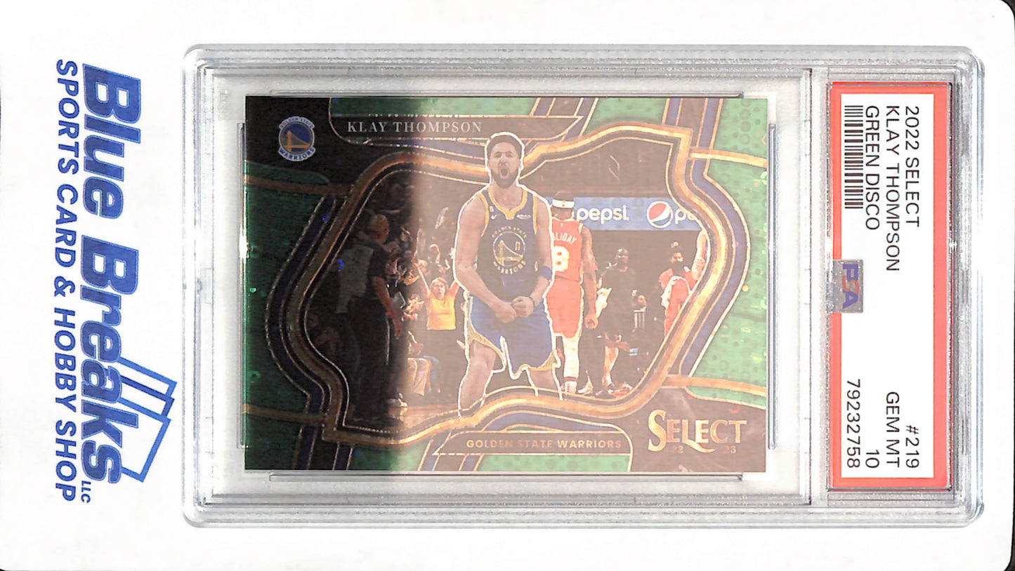 2022 Select - Klay Thompson - # 219 - Basketball - Golden State Warriors - Green Disco - 2/5 - PSA 10