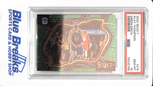 2022 Select - Klay Thompson - # 219 - Basketball - Golden State Warriors - Green Disco - 2/5 - PSA 10