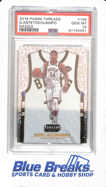 2018 Panini Threads - Giannis Antetokounmpo - # 140 - Basketball - Milwaukee Bucks - Dazzle - PSA 10