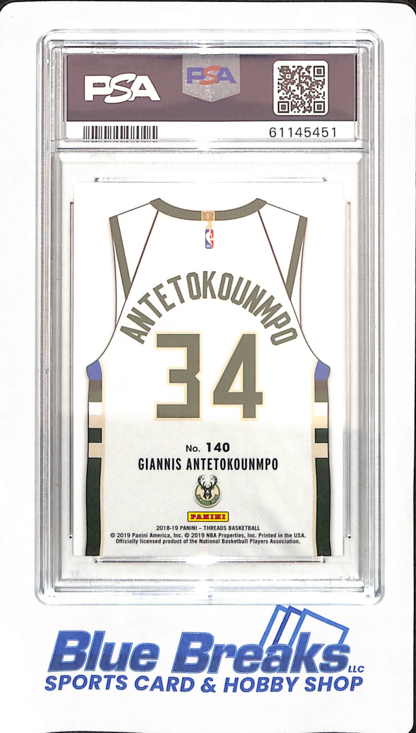 2018 Panini Threads - Giannis Antetokounmpo - # 140 - Basketball - Milwaukee Bucks - Dazzle - PSA 10