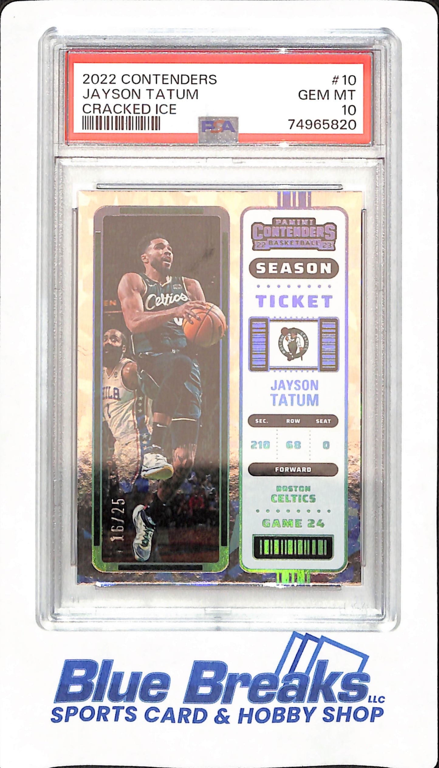 2022 Panini Contenders - Jayson Tatum - Basketball - Boston Celtics - # 10 - Cracked Ice - 16/25 - PSA 10