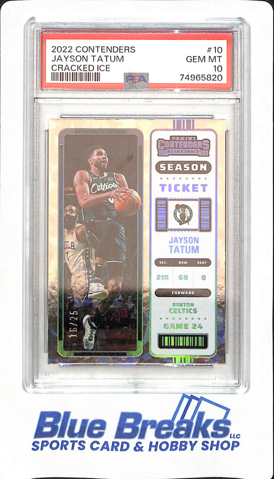 2022 Panini Contenders - Jayson Tatum - Basketball - Boston Celtics - # 10 - Cracked Ice - 16/25 - PSA 10