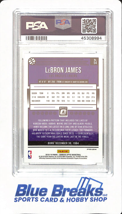 2018 Donruss Optic - LeBron James - Basketball - Los Angeles Lakers - # 94 - Fast Break Holo - PSA 10