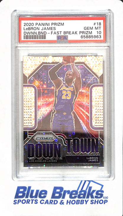 2020 Panini Prizm - LeBron James - Basketball - Los Angeles Lakers - # 18 - Downtown Fast Break - PSA 10