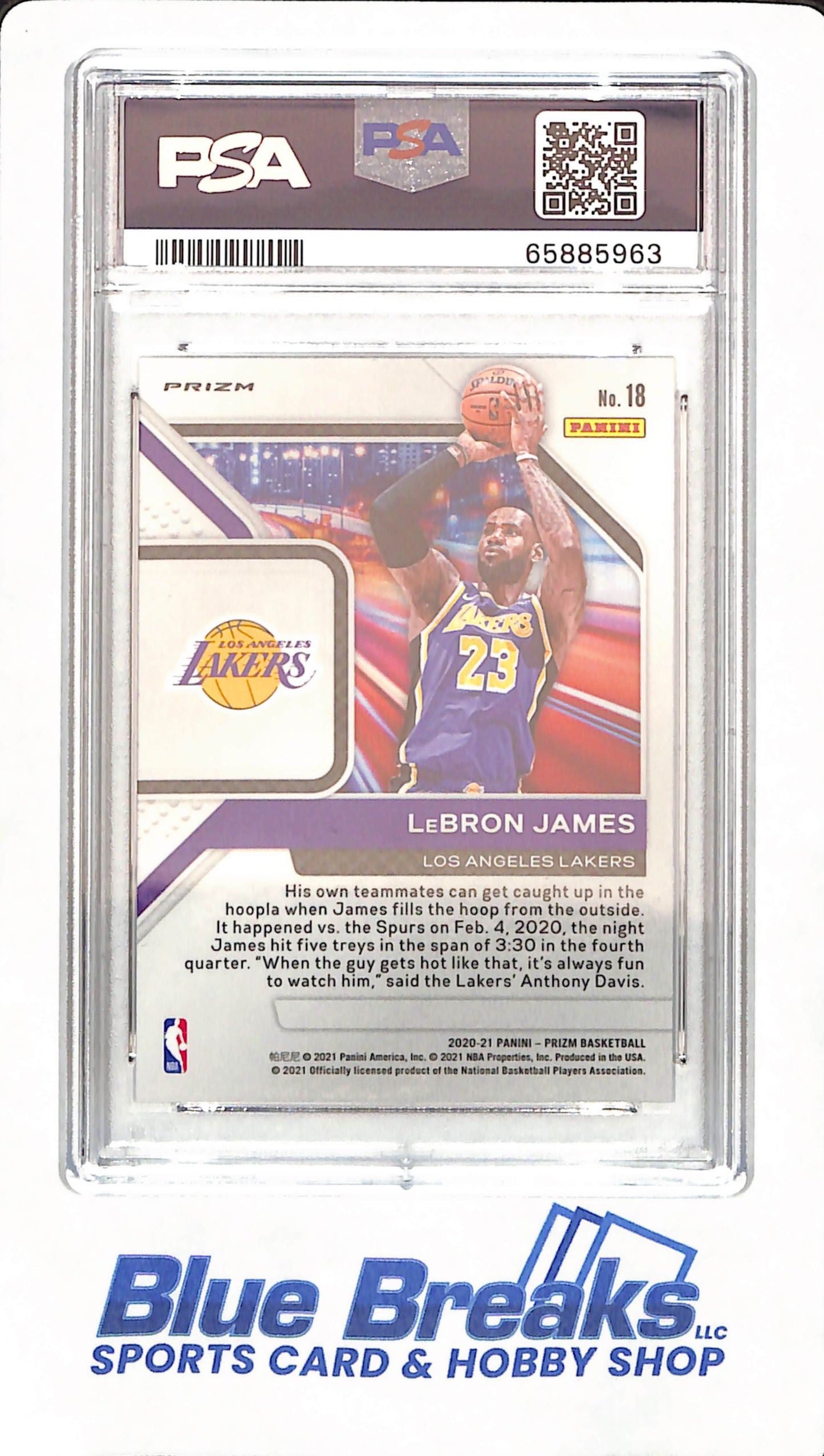 2020 Panini Prizm - LeBron James - Basketball - Los Angeles Lakers - # 18 - Downtown Fast Break - PSA 10