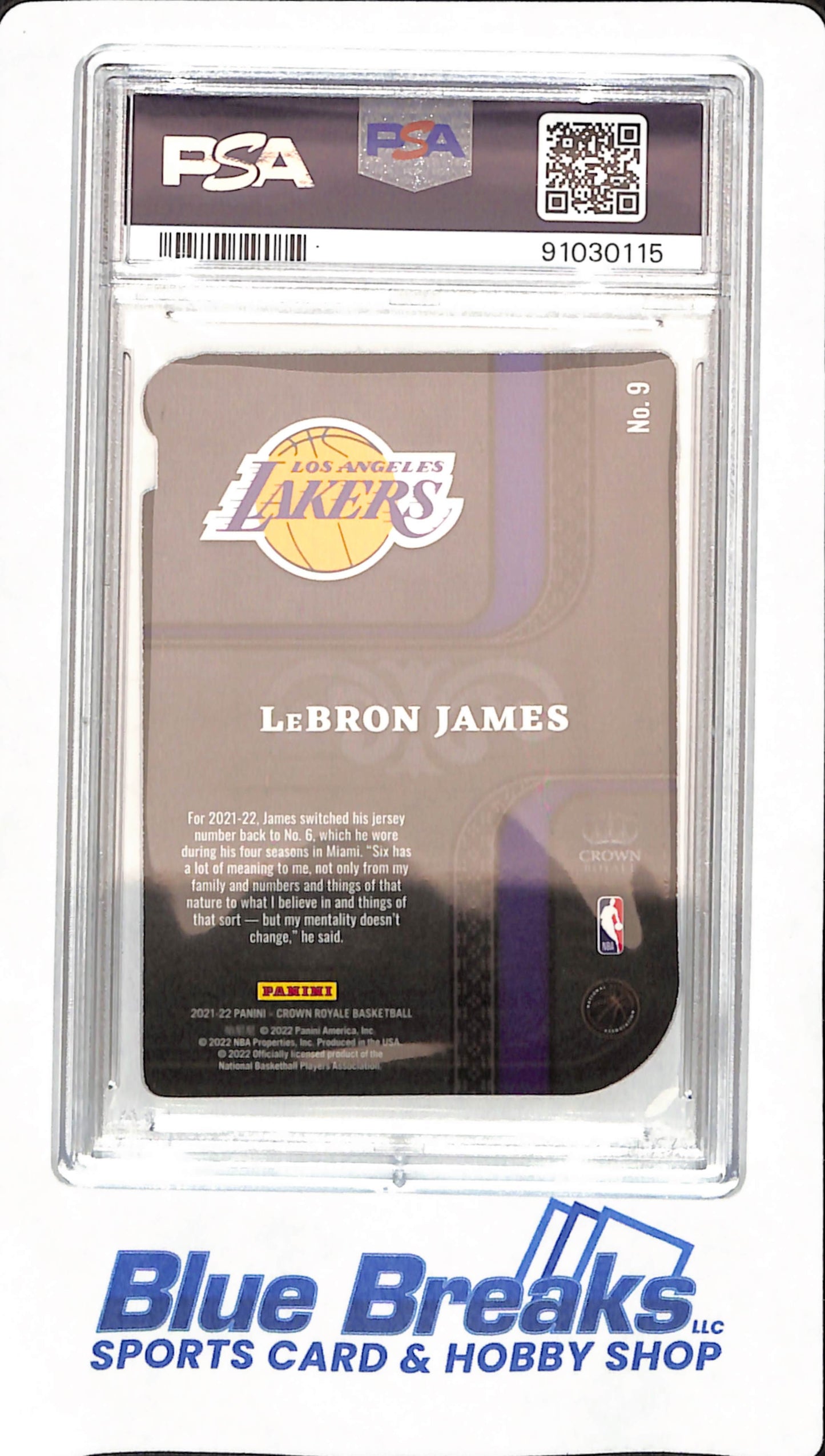 2021 Crown Royale - LeBron James - Basketball - Los Angeles Lakers - # 9 - Pivotal Players - Asia Red - PSA 10