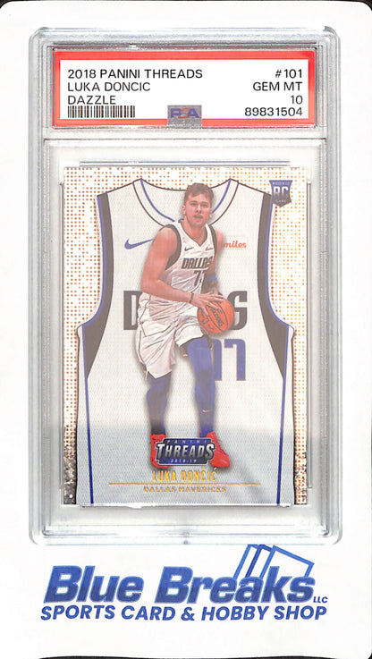 2018 Panini Threads - Luka Doncic - Basketball - Dallas Mavericks - # 101 - Dazzle - PSA 10