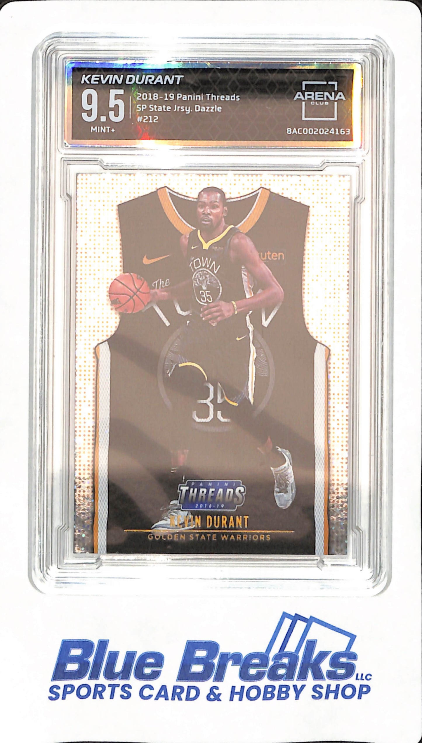 2018 Panini Threads - Kevin Durant - Basketball - Golden State Warriors - # 212 - Dazzle - Arena Club 9.5