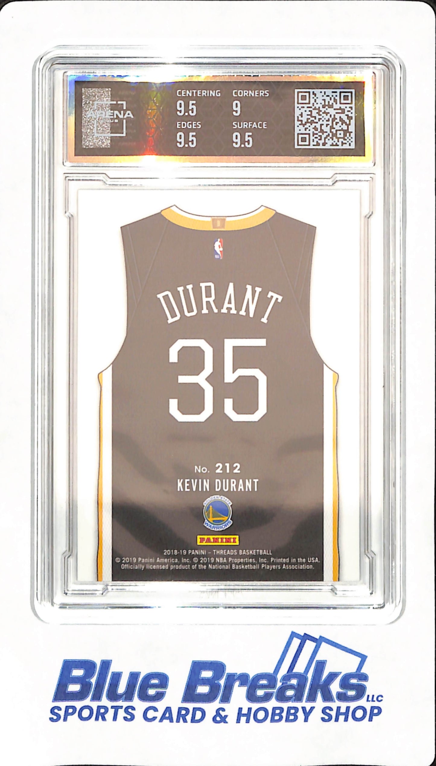 2018 Panini Threads - Kevin Durant - Basketball - Golden State Warriors - # 212 - Dazzle - Arena Club 9.5