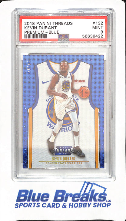 2018 Panini Threads - Kevin Durant - Basketball - Golden State Warriors - Premium Blue -  # 132 - Dazzle - PSA 9 - 22/85