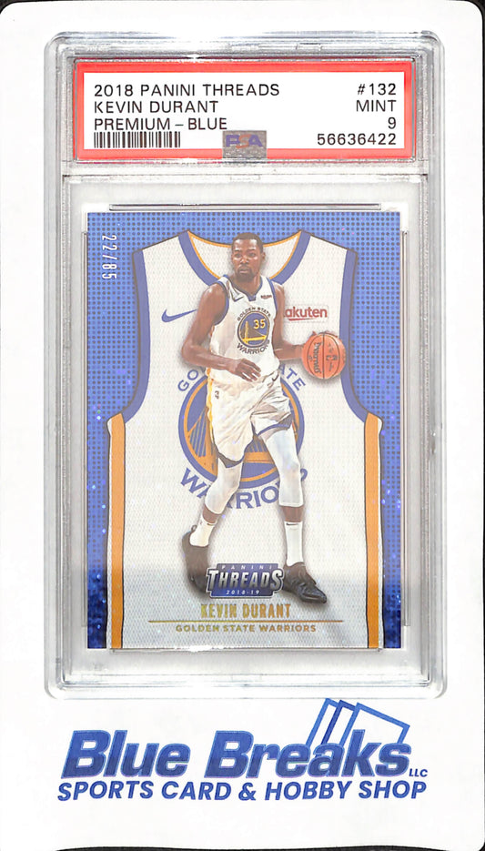 2018 Panini Threads - Kevin Durant - Basketball - Golden State Warriors - Premium Blue -  # 132 - Dazzle - PSA 9 - 22/85