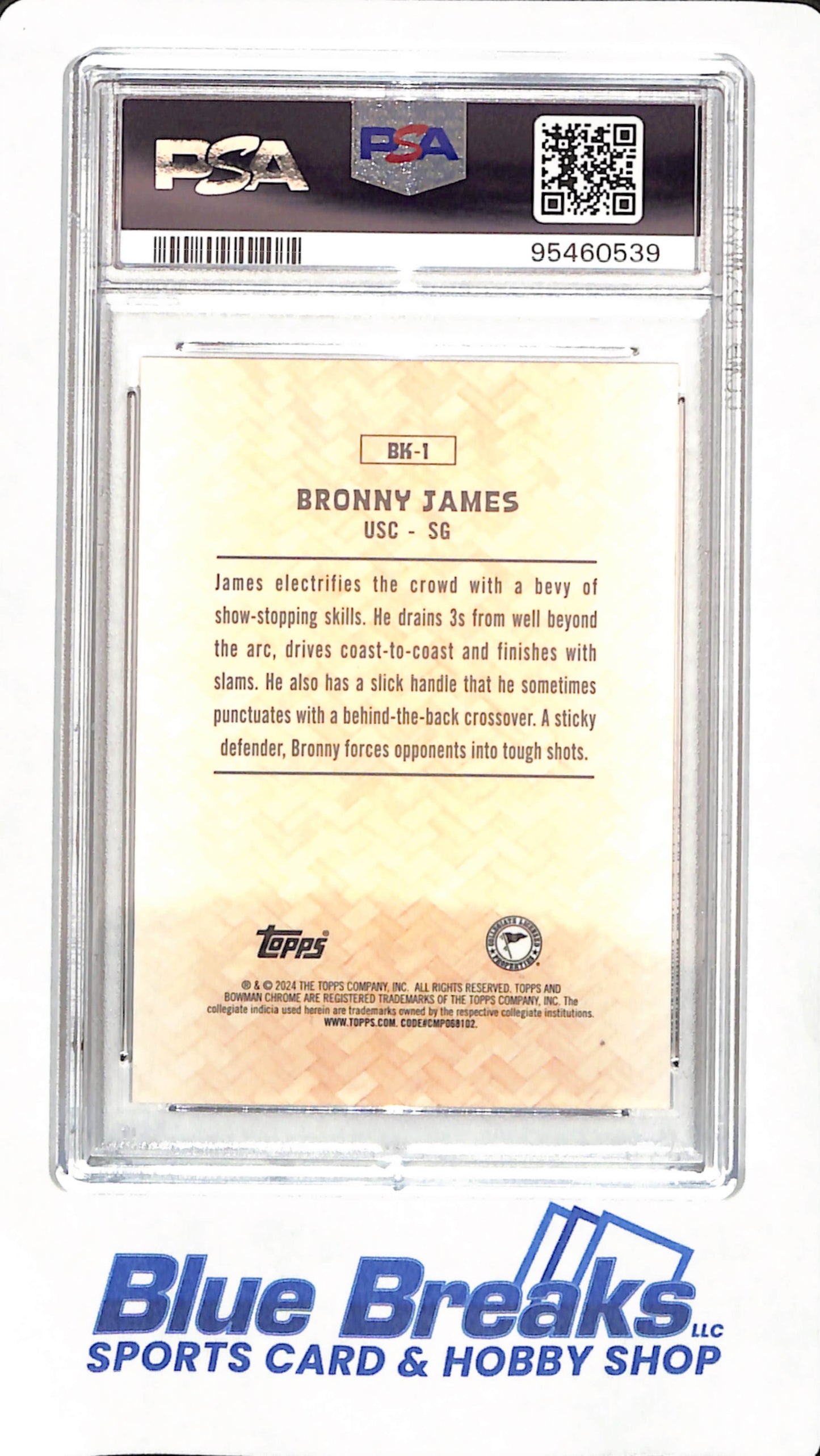 2023 Bowman U Chrome - Bronny James - Basketball - Los Angeles Lakers - # BK 1 - The Big Kahuna - PSA 9