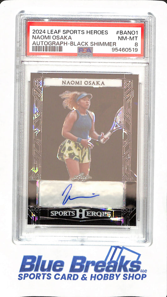 2024 Leaf Sports Heroes - Naomi Osaka - Tennis - Black Shimmer - Autographed - 3/5 - # BANO1 - PSA 8