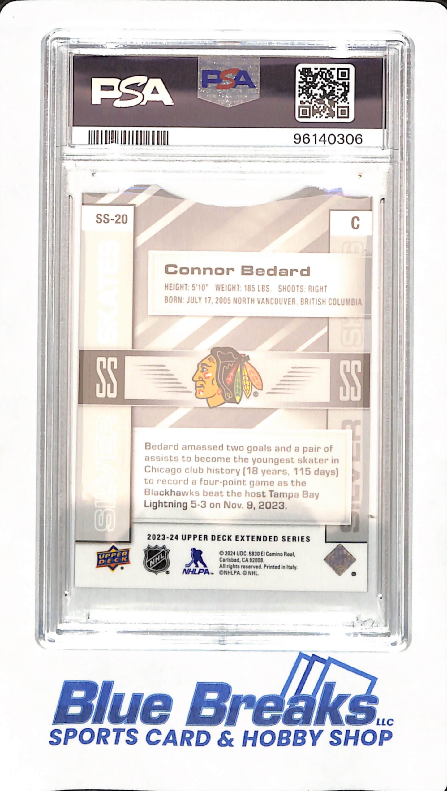 2023 Upper Deck - Connor Bedard - Silver Skates - # SS20 - Ice Hockey - Chicago Blackhawks - PSA 8