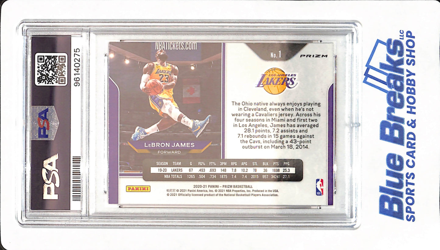 2020 Panini Prizm - LeBron James - Basketball - Los Angeles Lakers - # 1 - Red Ice - PSA 7