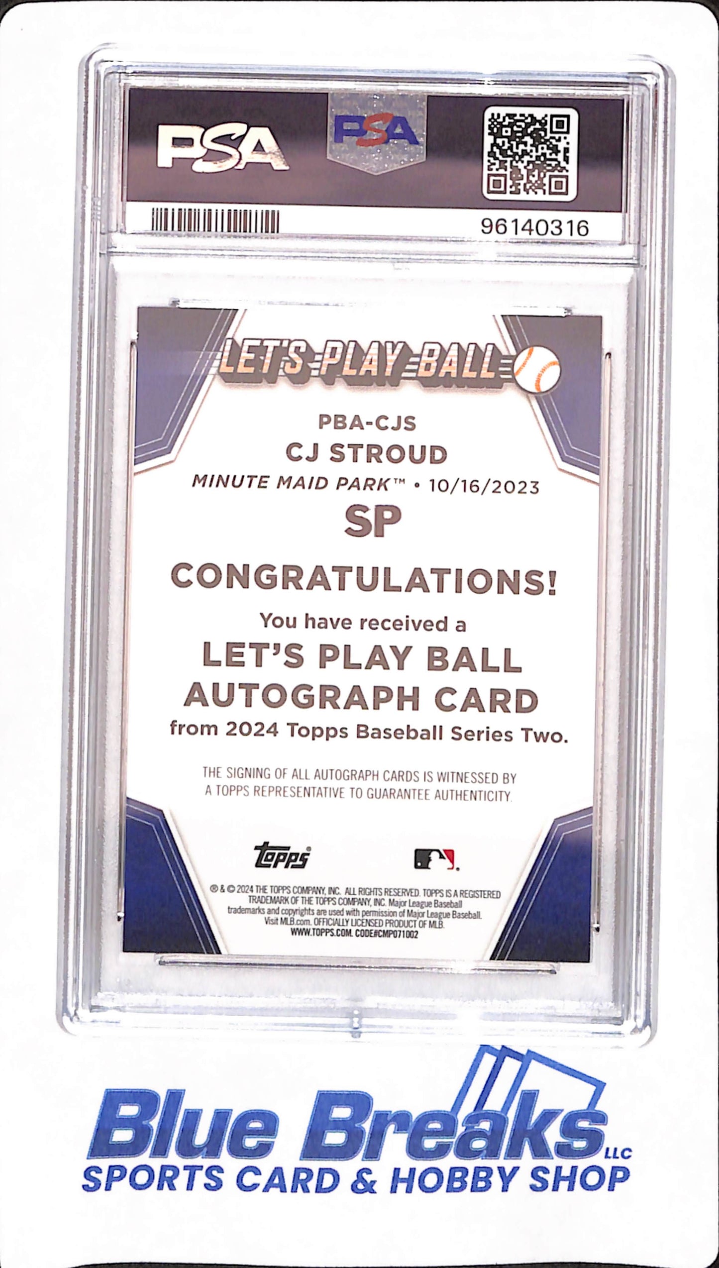 2024 Topps - CJ Stroud - Baseball - Houston Astros - 2023 Play Ball - # PBACJS - Autographed - PSA 9