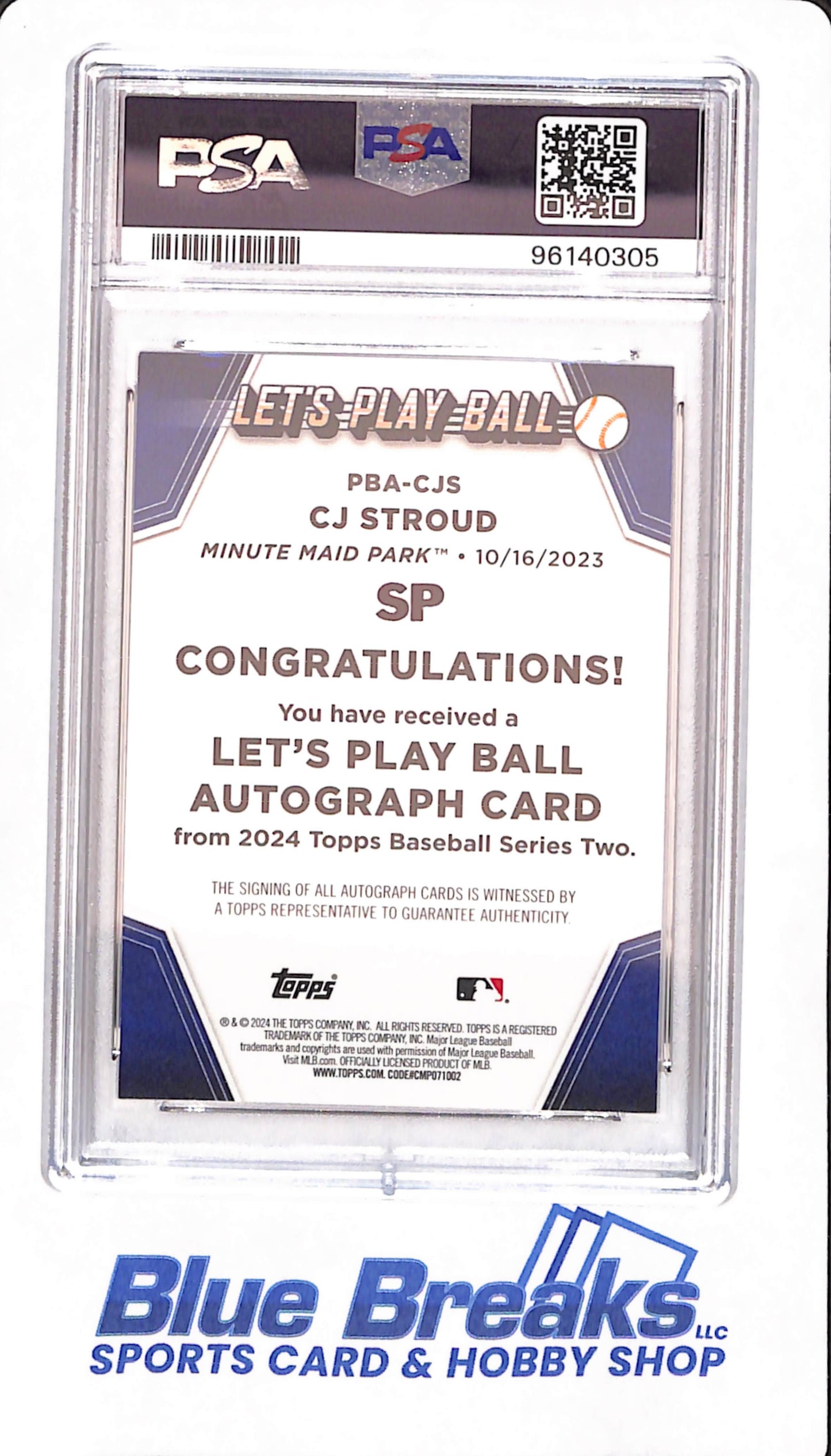 2024 Topps - CJ Stroud - Baseball - Houston Astros - 2023 Play Ball - # PBACJS - PSA 9 Autographed