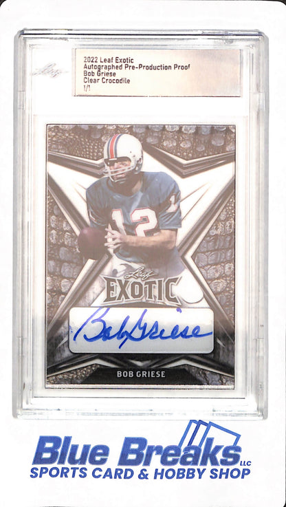 2022 Leaf Exotic - Bob Griese - Football - Clear Crocodile - 1/1 - Autographed