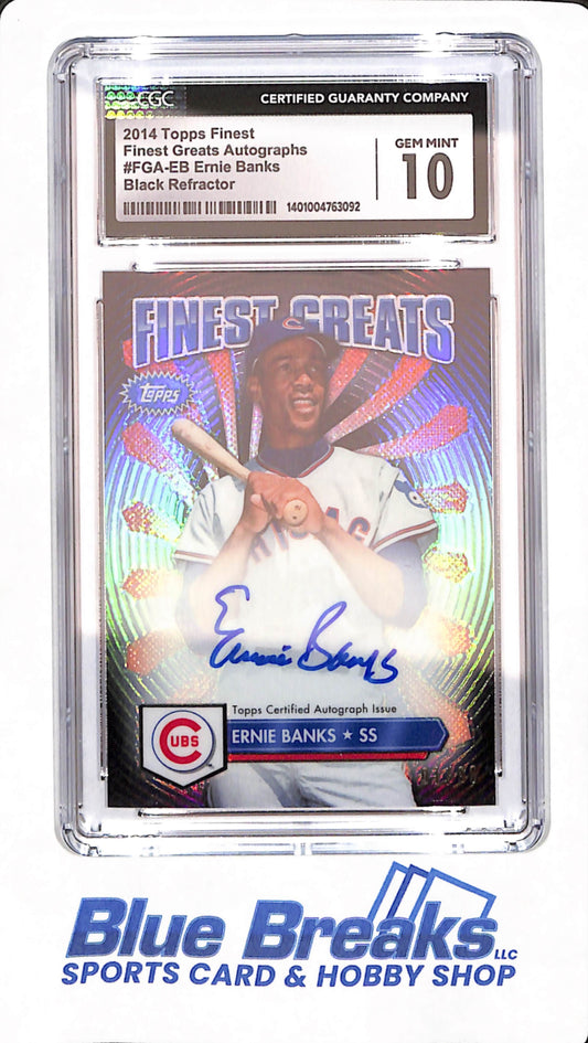 2014 Topps Finest - Ernie Banks - Baseball - Chicago Cubs - Finest Greats Autographs - # FGA-EB - Black Refractor - 01/99 - CGC 10