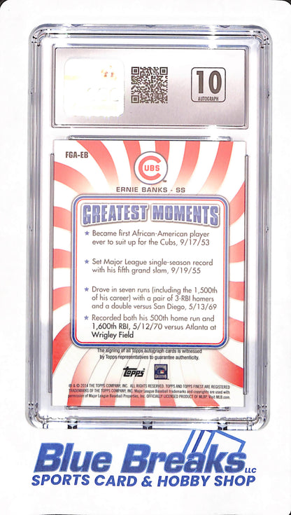 2014 Topps Finest - Ernie Banks - Baseball - Chicago Cubs - Finest Greats Autographs - # FGA-EB - Black Refractor - 01/99 - CGC 10