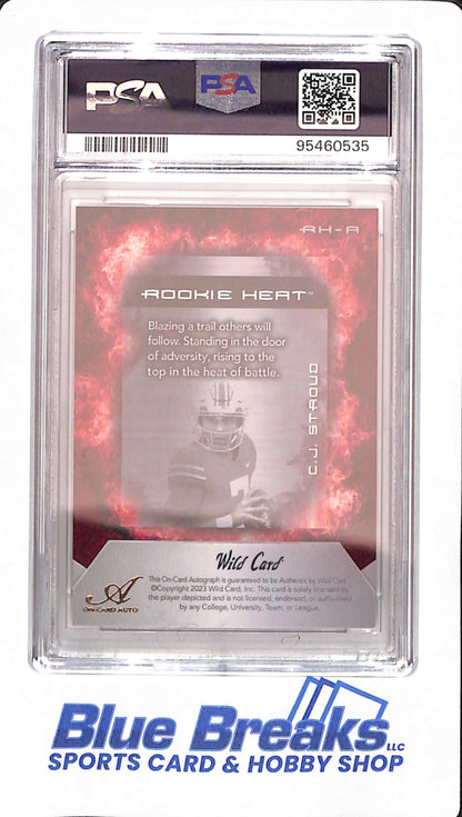 2023 Wild Card Matte - Red - CJ Stroud - Football - 3/5 - Rookie Heat - Autographed - # RHA - PSA 8