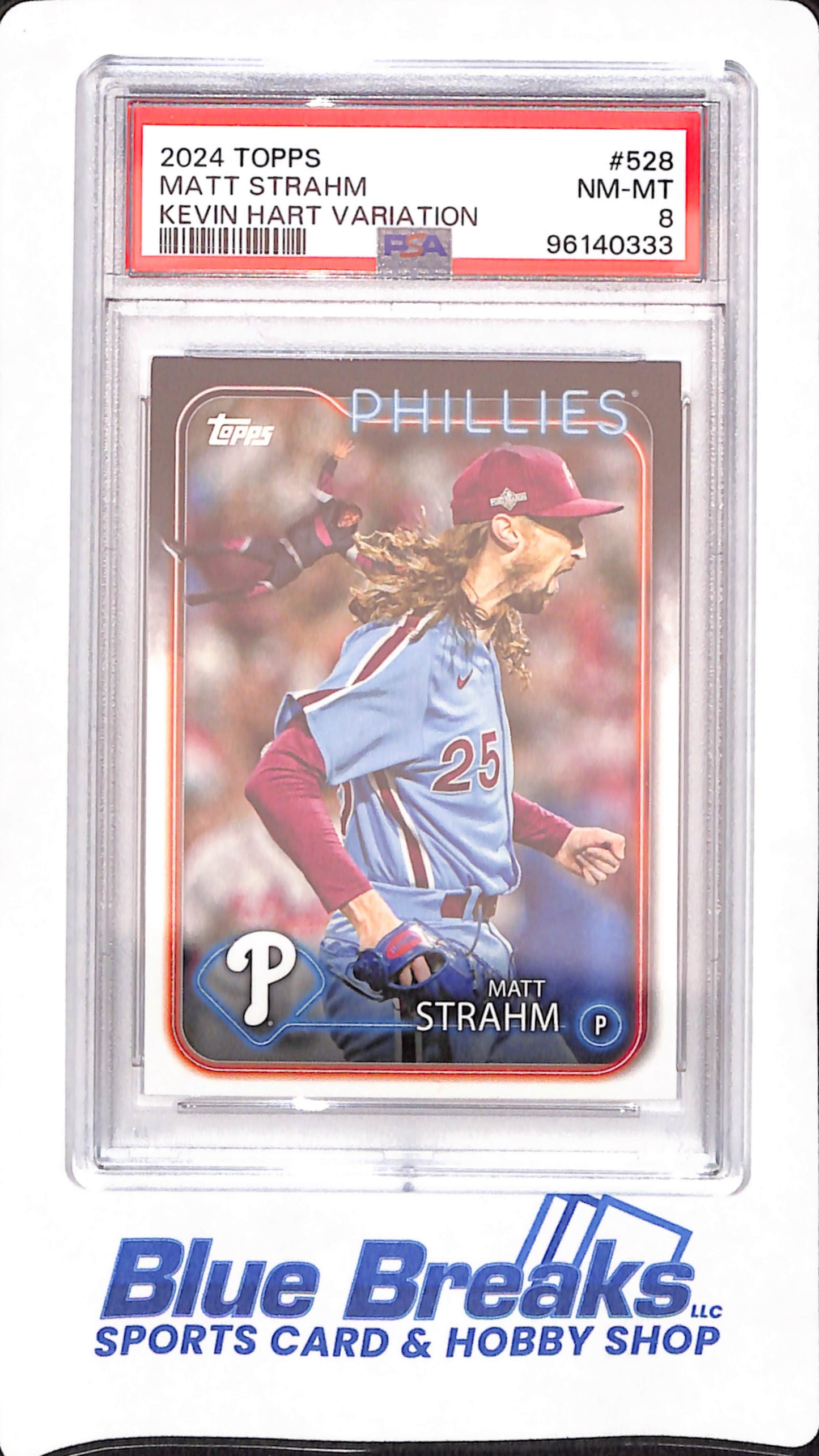 2024 Topps - Matt Strahm - Baseball - Philadelphia Phillies - Kevin Hart - Variation - 53/53 - # 528 - PSA 8