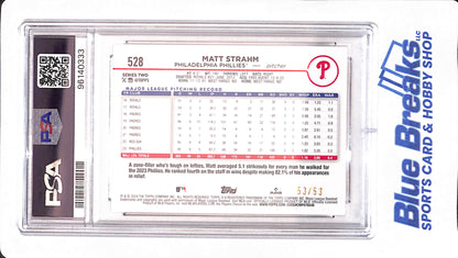 2024 Topps - Matt Strahm - Baseball - Philadelphia Phillies - Kevin Hart - Variation - 53/53 - # 528 - PSA 8