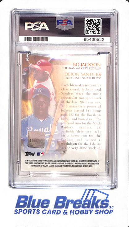 2001 Topps Factory Set - Bo Jackson / Deion Sanders - Baseball - Kansas City Royals - Cincinnati Reds - Two of a Kind - Insert - Bat - # TK - PSA 6