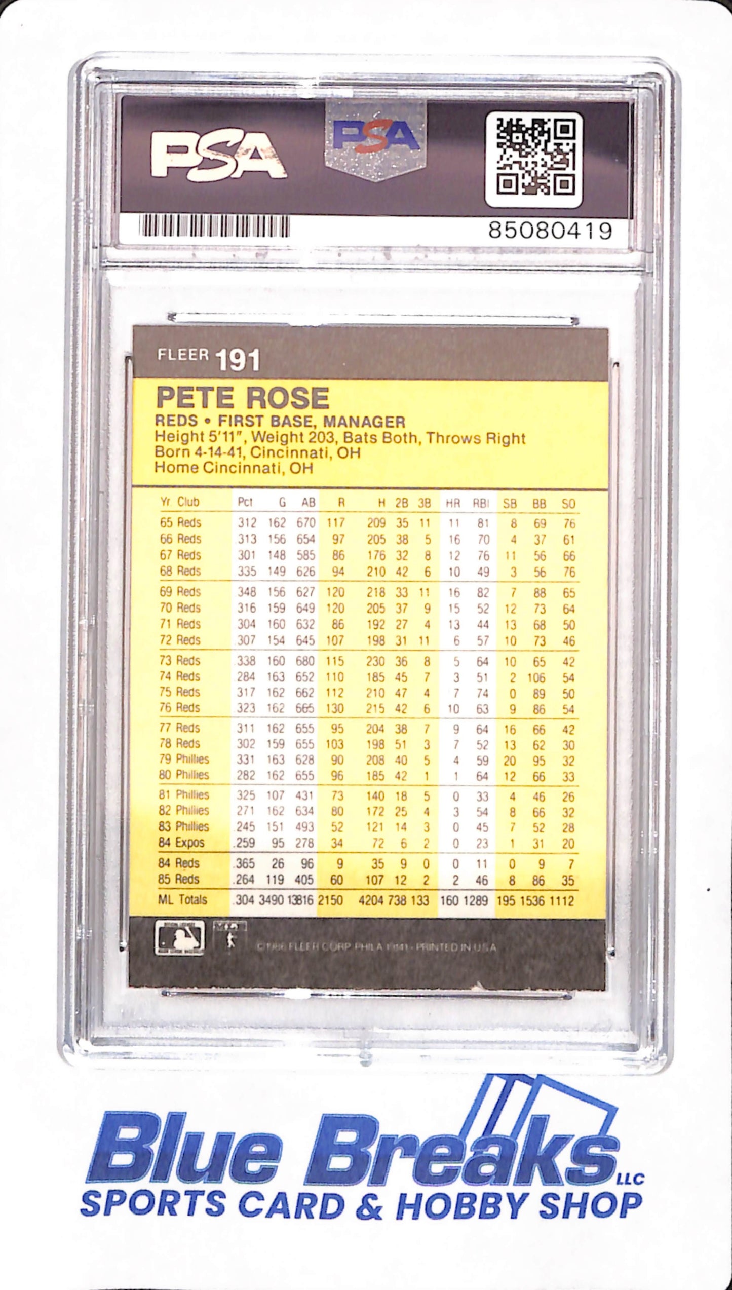 Pete Rose - Trading Card - Signed and Inscribed - " Sorry I Bet on Baseball " - Fleer - PSA / DNA Certified - PSA 10 Auto Grade - Cincinnati Reds